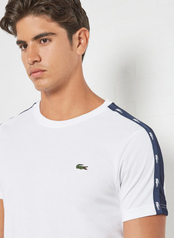 Cotton Blend T-Shirt White/Navy Blue