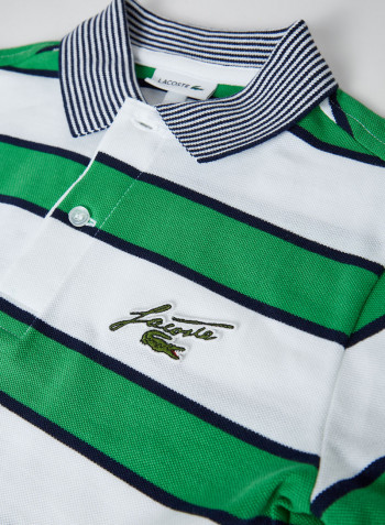 Kids Striped Cotton Piqué Polo White/Chervil/Navy Blue