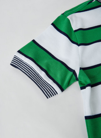 Kids Striped Cotton Piqué Polo White/Chervil/Navy Blue