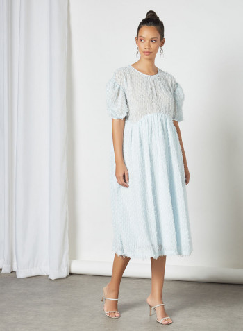 Oversized Textured Dress Blue