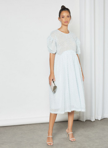 Oversized Textured Dress Blue