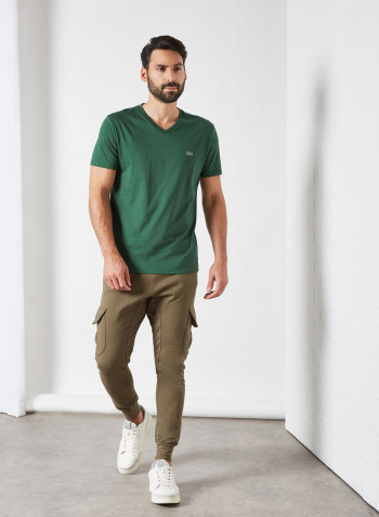 V-Neck Cotton T-Shirt Green