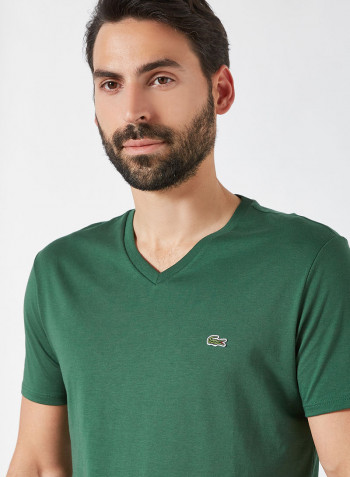 V-Neck Cotton T-Shirt Green