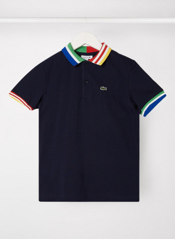 Kids Cotton Pique Polo Navy Blue/Multicolor