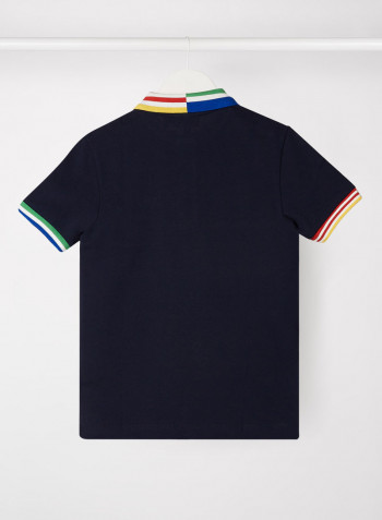 Kids Cotton Pique Polo Navy Blue/Multicolor
