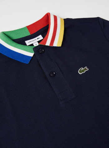 Kids Cotton Pique Polo Navy Blue/Multicolor