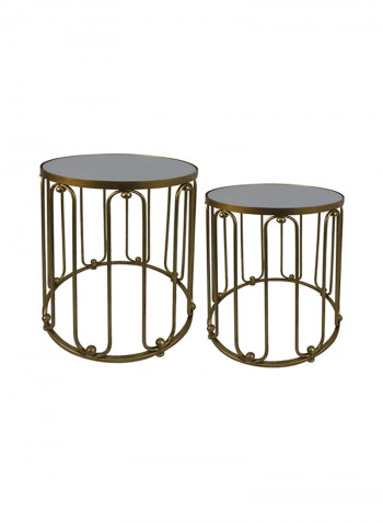 2-Piece Basha Table Set Gold 48 x 48 x 70centimeter