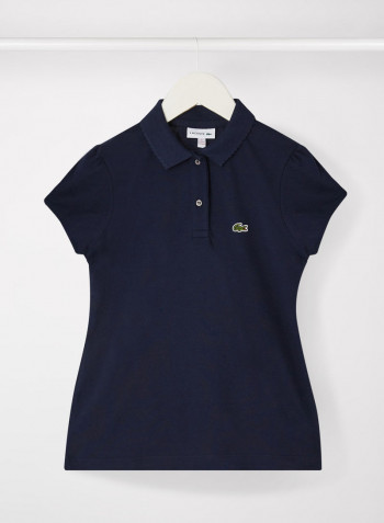 Kids/Teen Scalloped Collar Polo Shirt Navy Blue