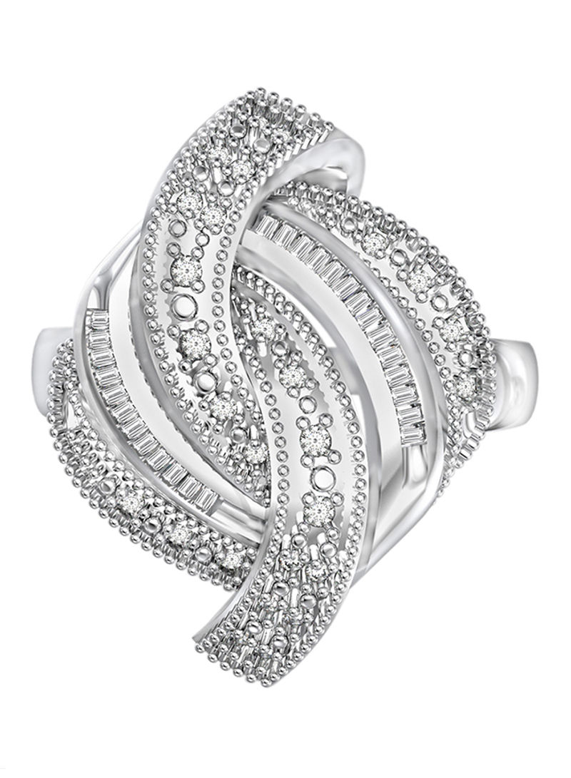 925 Sterling Silver Cubic Zircon Studded Fashion Ring