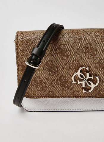Noelle Flap Organizer Crossbody Bag Latte Multi