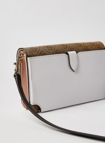 Noelle Flap Organizer Crossbody Bag Latte Multi