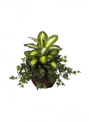Artificial Dieffenbachia And Ivy Plant With Pot Green/Brown