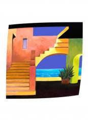 Casa Del Mar Canvas Wall Painting Yellow/Blue/Green 36x36inch