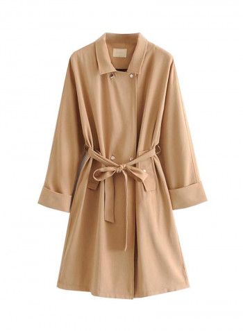 Long Sleeve Trench Coat Khaki