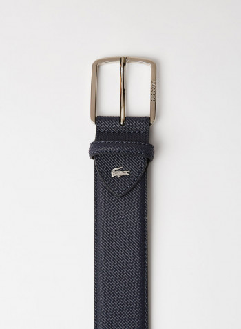 Men's Engraved Buckle Piqué Canvas Belt Blue