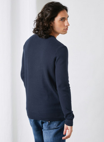 Piquet Sweater Blue Navy