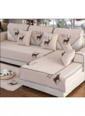 Elk Printed Dust Proof Sofa Slipcover Beige/Brown