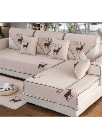 Elk Printed Dust Proof Sofa Slipcover Beige/Brown
