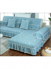 Fresh Style Lacing Design Sofa Slipcover Blue/White