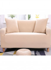 Simple Solid Pattern Anti-Slip Sofa Slipcover Beige 145-180centimeter
