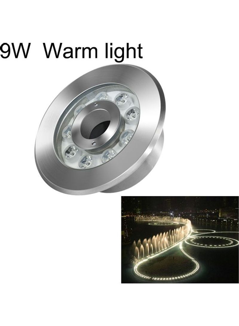 9W LED Stainless Steel Underwater Fountain Light Warm White 24 x 24 x 9centimeter