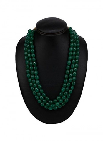 Multi-Layered Faux Emareld Beads Necklace
