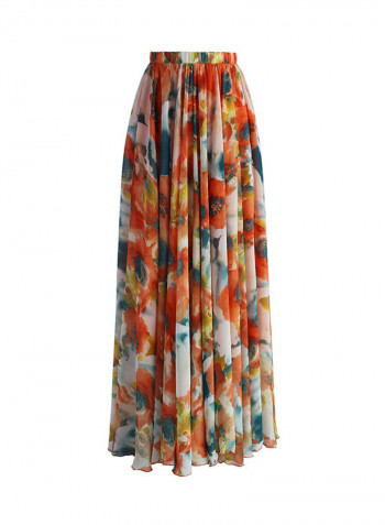 Floral Printed Chiffon Skirt Multicolour
