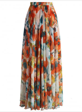 Floral Printed Chiffon Skirt Multicolour