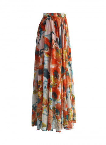 Floral Printed Chiffon Skirt Multicolour