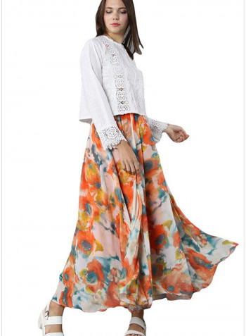 Floral Printed Chiffon Skirt Multicolour