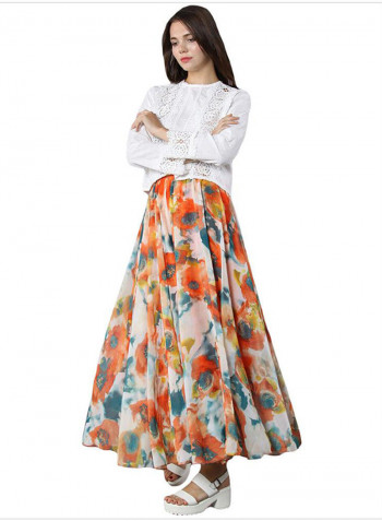 Floral Printed Chiffon Skirt Multicolour