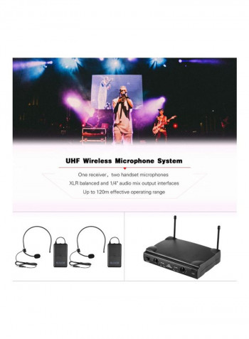 UHF Dual Channels Wireless Microphone System I1941-A Black