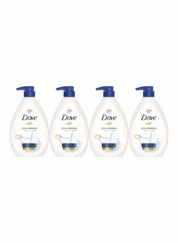 4-Piece Deep Moisture Body Wash Set White/Blue 4x1L