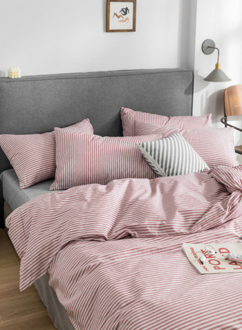 4-Pieces King Size Comfortable Printed Bedding Set Cotton Multicolour 180x220cm
