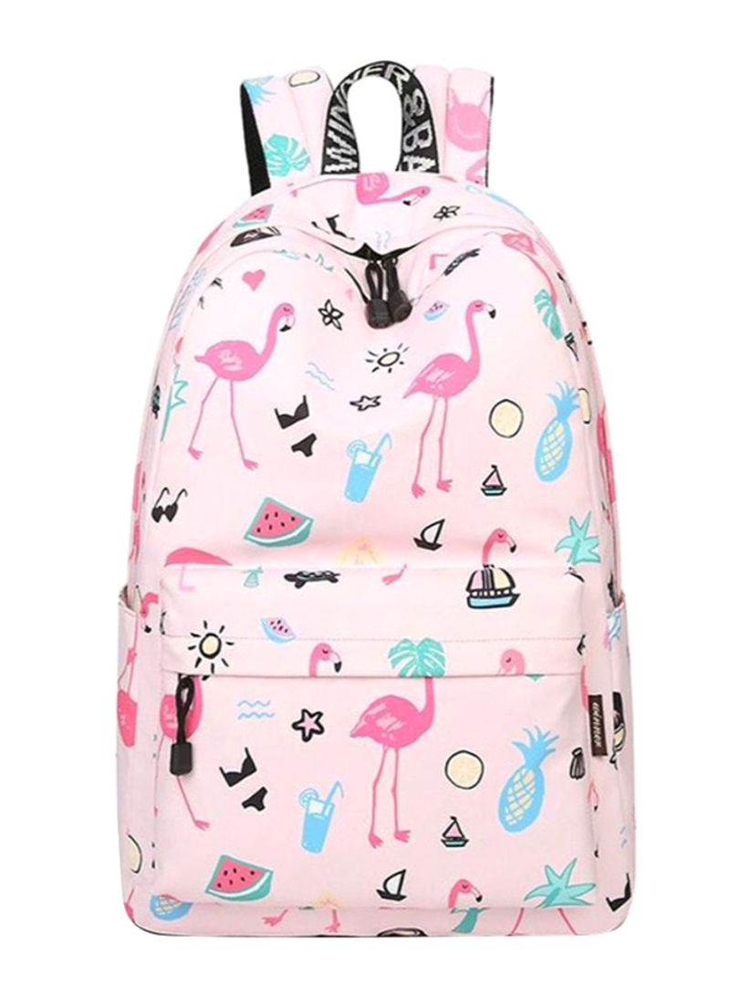 Waterproof Flamingo Printed Backpack Pink