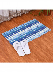 Classic Striped Pattern Anti-Skid Floor Mat Blue/White/Black 90 x 150centimeter