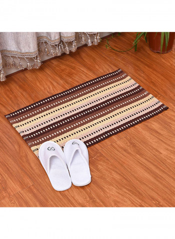 Classic Striped Pattern Anti-Skid Floor Mat Brown/Beige/Pink 90 x 150centimeter