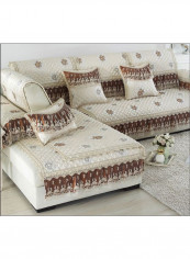 Anti-Slip Lace Patchwork Comfy Sofa Slipcover Beige/Brown/Grey