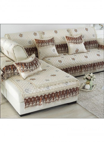 Anti-Slip Lace Patchwork Comfy Sofa Slipcover Beige/Brown/Grey