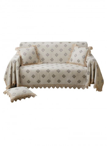 Retro Style Lace Fringe Sofa Slipcover Grey