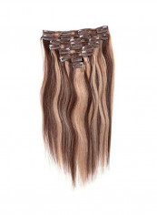 مجموعة شعر مستعار مستقيم بلونين مكونة من 8 قطع 4/27 Medium Brown/Honey Blonde 18بوصة