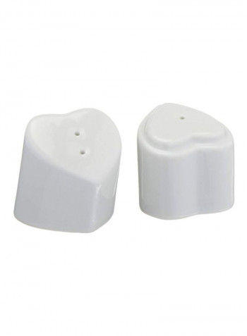 2-Piece Heart Shape Salt And Pepper Shaker Set White