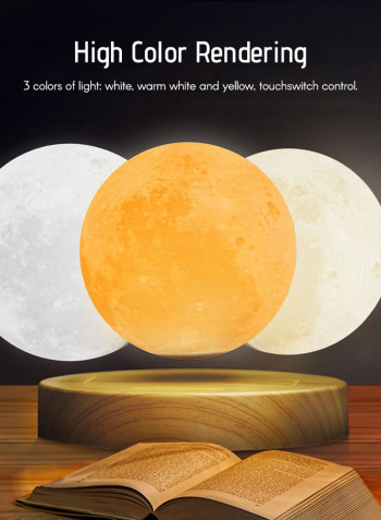 3D Floating LED Moon Light White 13.6 x 13.6 x 2.3centimeter