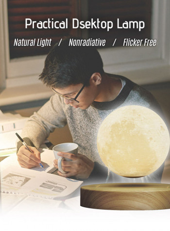 3D Floating LED Moon Light White 13.6 x 13.6 x 2.3centimeter