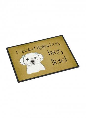 Maltese Spoiled Dog Lives Here Indoor/Outdoor Mat Multicolour 16 x 24inch