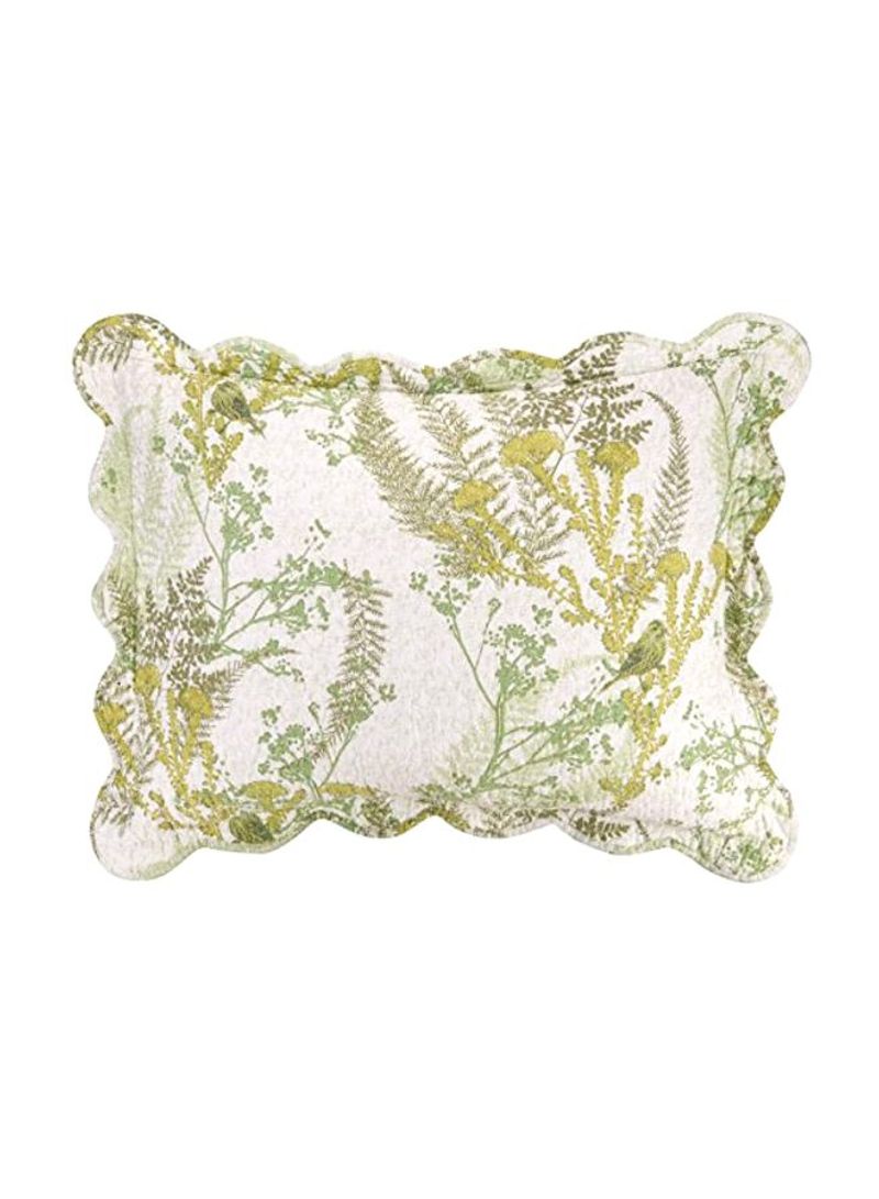 Nature Quilted Pillow Sham Beige/Green 20x26inch