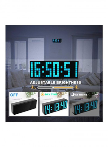 Number Jumbo LED Snooze Table Clock Black 9.5x3.35x2.2inch