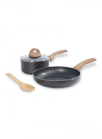 10 Piece Marble Cookware Set With 5 Layer Non-Stick Coating Black 1centimeter