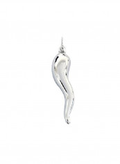 925 Sterling Silver Italian Horn Pendant Necklace