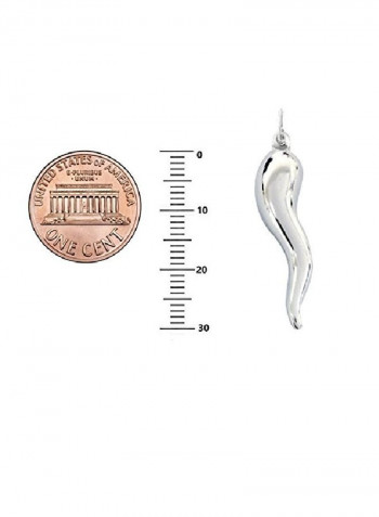 925 Sterling Silver Italian Horn Pendant Necklace